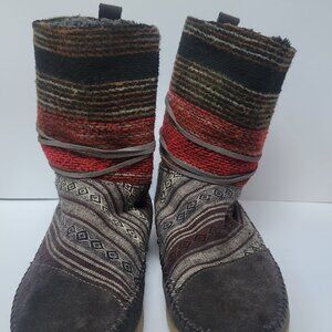 TOMS Nepal Suede Woven Boots – Women’s 7.5 – Tribal Knit / Gray